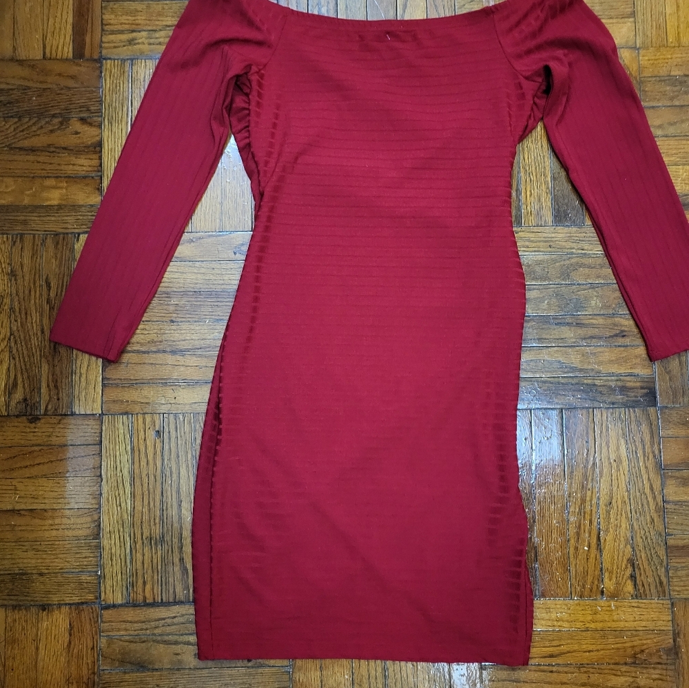 NWOT Ribbed Red dress - Picture 2 of 2